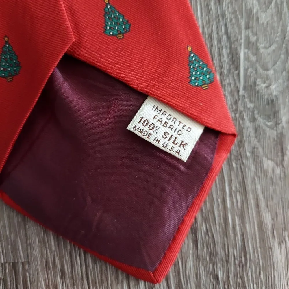 Men’s John Henry Silk Tie, Christmas Tree - Red